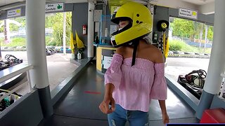 Cute Thai amateur teen girlfriend go karting and recorded on membrane corroboration