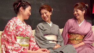 Japanese traditional kimono orgy with Maki Hojo with an increment of friends