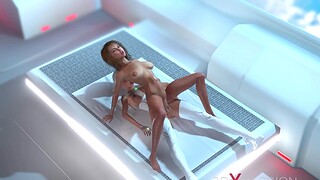 3d sexy sci-fi dickgirl Possibly manlike plays close to a hot woman upon the chink station